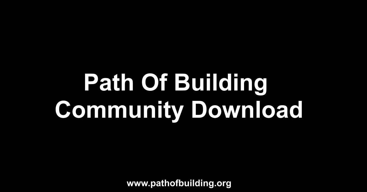 Path Of Building Community Download